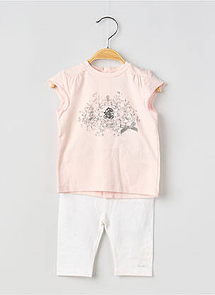 Set pantaloni broderie roz COUDEMAIL fată