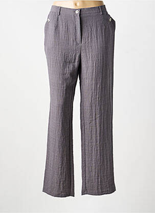 Pantalon drept închidere cu fermoar sub clapetă cu nasturi mărime normală gri TELMAIL femme