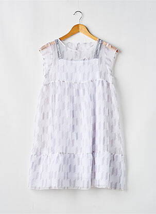 Rochie scurtă guler pătrat mâneci scurte alb KARL LAGERFELD fată