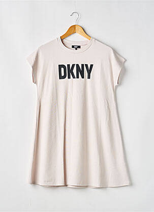 Rochie midi mâneci scurte mâneci scurte bej DKNY fată