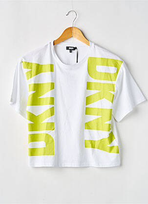 Tricou croială dreaptă mâneci scurte alb DKNY fată