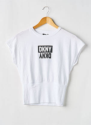 Tricou croială cambrată mâneci scurte alb DKNY fată