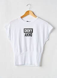 Tricou croială cambrată mâneci scurte alb DKNY fille