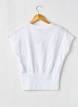 Tricou croială cambrată mâneci scurte alb DKNY fată