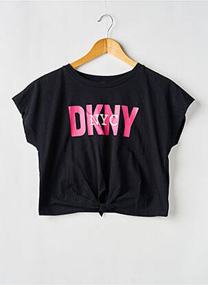 Tricou croială dreaptă mâneci scurte negru DKNY fată