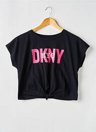 Tricou croială dreaptă mâneci scurte negru DKNY fille