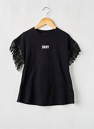 Tricou croială dreaptă mâneci scurte negru DKNY fată