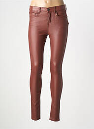 Pantalon slim țesătură acoperită talie înaltă maro B.YOUNG femeie