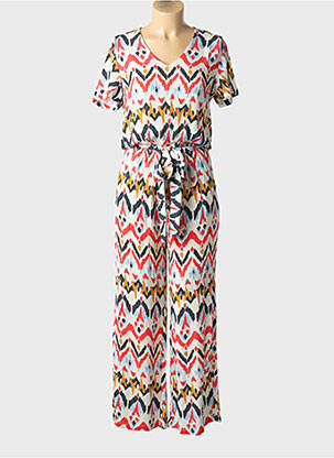 Salopetă-pantalon țesătură crep mâneci scurte alb ÉTYMOLOGIE femme