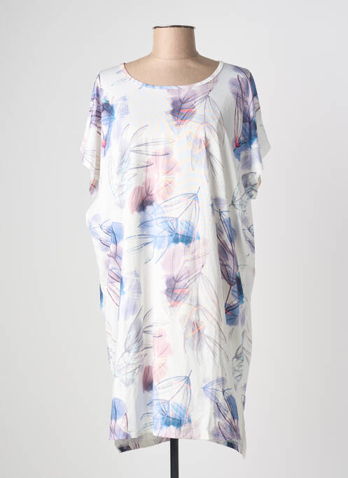 Rochie midi imprimeu fantezie mâneci scurte alb ESPRIT DE LA MER femme