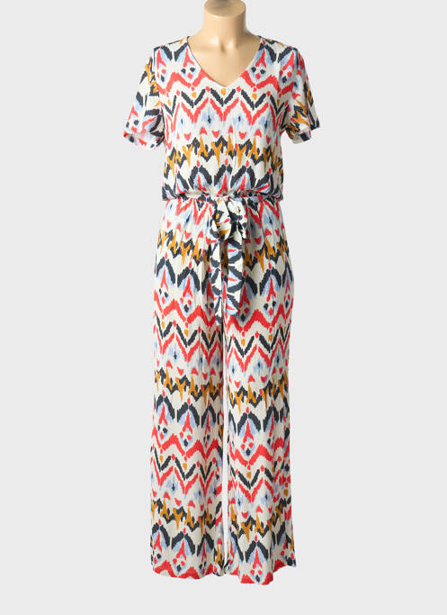 Salopetă-pantalon țesătură crep mâneci scurte alb ÉTYMOLOGIE femme