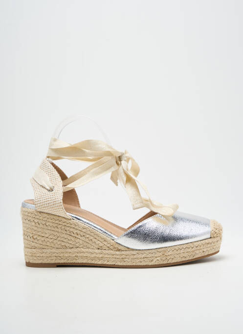 Espadrile închidere cu șireturi toc de 7 la 9 cm argintiu FINDLAY femme