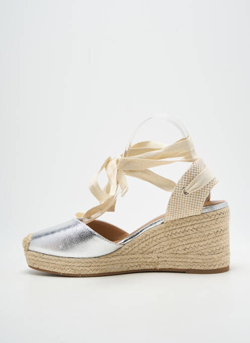 Espadrile închidere cu șireturi toc de 7 la 9 cm argintiu FINDLAY femme