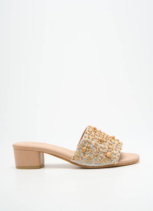 Mulete/saboți talpă exterioară din piele toc de 4 la 6 cm bej PARODI SUNSHINE femme