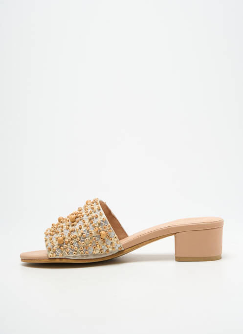 Mulete/saboți talpă exterioară din piele toc de 4 la 6 cm bej PARODI SUNSHINE femme