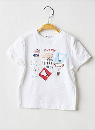 Tricou croială dreaptă mâneci scurte alb 3 POMMES băiat