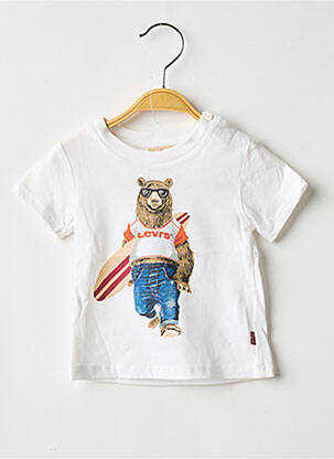 Tricou serigrafie flockată mâneci scurte alb LEVI'S băiat