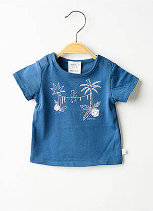 Tricou serigrafie flockată mâneci scurte albastru CARREMENT BEAU băiat