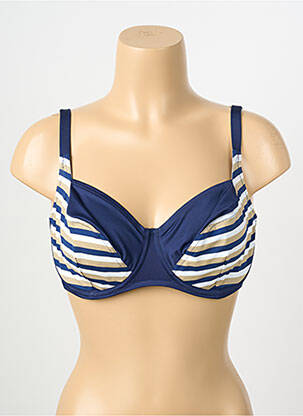 Sutien de costum de baie elasticitate sutien cupe întregi cu decolteu înalt albastru ANTIGEL femeie