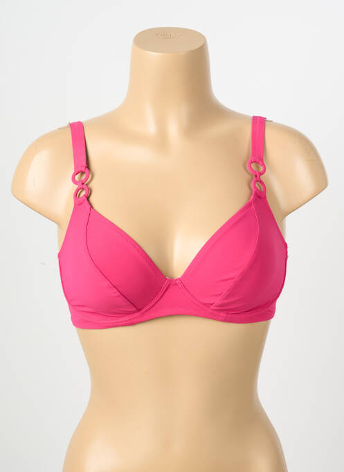 Sutien de costum de baie elasticitate sutien cupe întregi cu decolteu înalt roz LIDEA femme