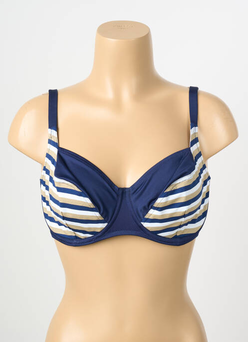 Sutien de costum de baie elasticitate sutien cupe întregi cu decolteu înalt albastru ANTIGEL femme