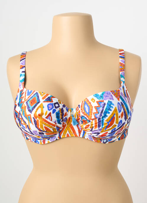 Sutien de costum de baie elasticitate sutien cupe întregi cu decolteu înalt albastru ANTIGEL femme