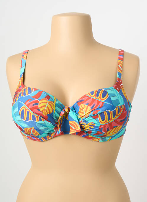 Sutien de costum de baie elasticitate sutien cupe întregi cu decolteu înalt albastru ANTIGEL femme