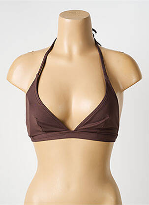 Sutien de costum de baie închidere cu legături de legat top triunghiuri maro IODUS femme