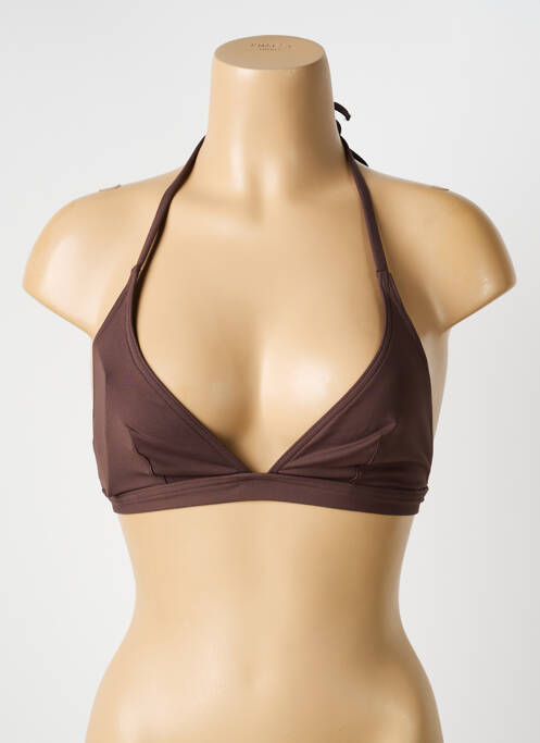 Sutien de costum de baie închidere cu legături de legat top triunghiuri maro IODUS femme