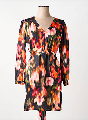 Rochie midi imprimeu fantezie mâneci lungi negru LOLA ESPELETA femme