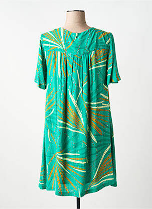 Rochie scurtă croială evazată mâneci scurte verde LOLA ESPELETA femeie