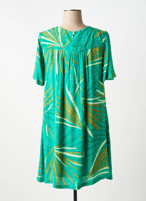 Rochie scurtă croială evazată mâneci scurte verde LOLA ESPELETA femme