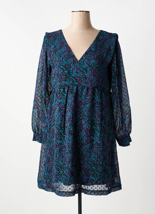 Rochie scurtă croială evazată mâneci lungi verde LOLA ESPELETA femme