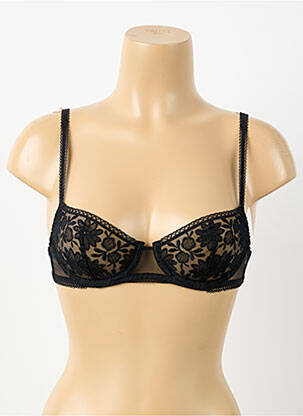 Sutien efect material satinat sutien balconet cu decolteu înalt negru SIMONE PERELE femeie