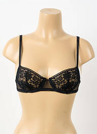 Sutien efect material satinat sutien balconet cu decolteu înalt negru SIMONE PERELE femeie