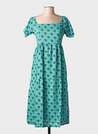 Rochie midi imprimeu fantezie mâneci scurte albastru BAMBOO'S femeie