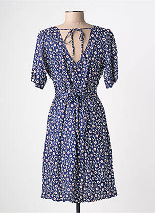Rochie midi imprimeu floral mâneci scurte albastru BAMBOO'S femeie