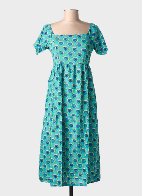 Rochie midi imprimeu fantezie mâneci scurte albastru BAMBOO'S femme