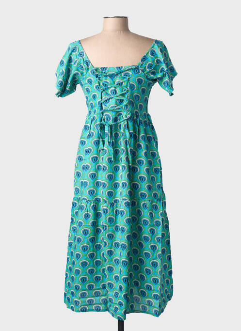 Rochie midi imprimeu fantezie mâneci scurte albastru BAMBOO'S femme