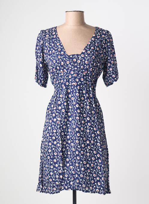 Rochie midi imprimeu floral mâneci scurte albastru BAMBOO'S femme