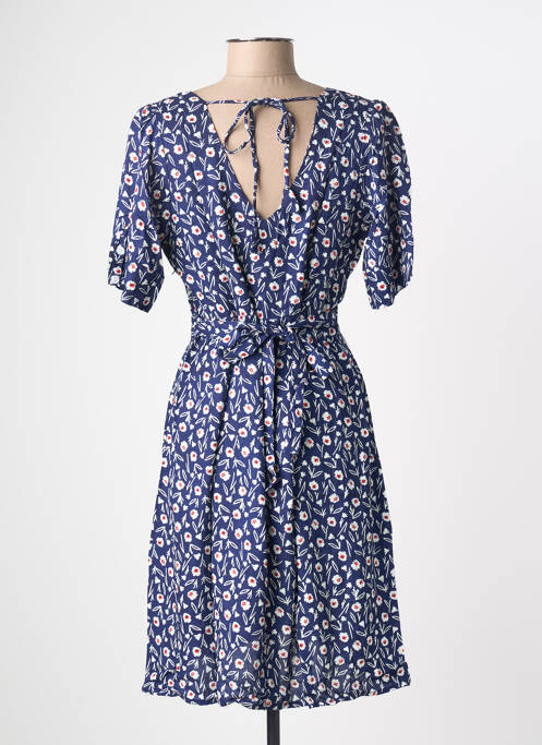 Rochie midi imprimeu floral mâneci scurte albastru BAMBOO'S femme