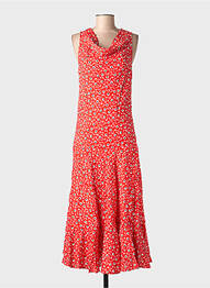 Rochie lungă imprimeu fantezie fără mâneci roșu SINOE BY BAMBOO'S femme