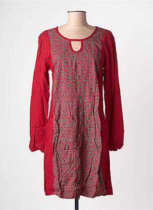 Rochie midi imprimeu fantezie mâneci lungi roșu BAMBOO'S femme