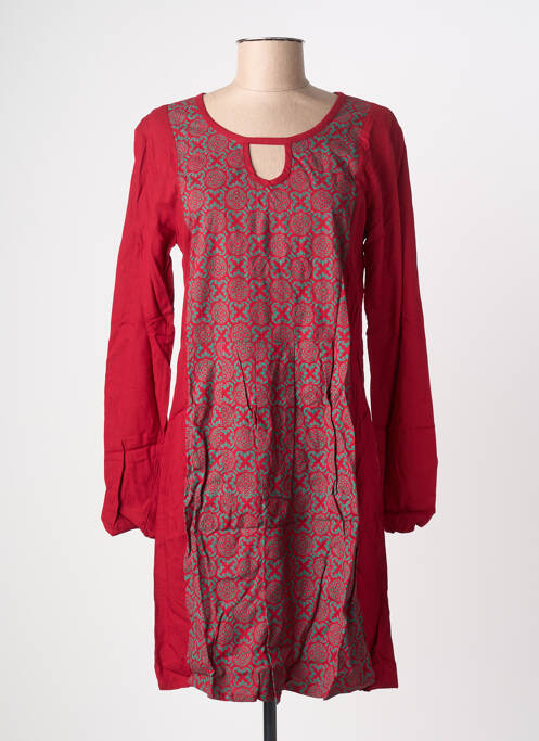 Rochie midi imprimeu fantezie mâneci lungi roșu BAMBOO'S femme