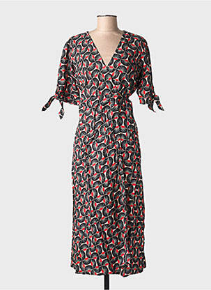 Rochie lungă imprimeu fantezie mâneci scurte negru SINOE BY BAMBOO'S femme