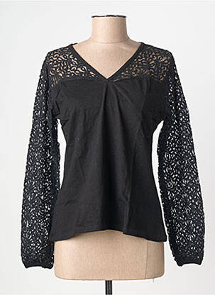 Top croială cambrată mâneci lungi negru BAMBOO'S femeie