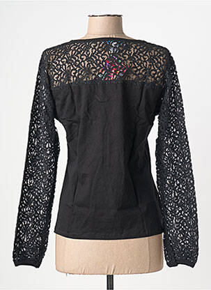 Top croială cambrată mâneci lungi negru BAMBOO'S femeie