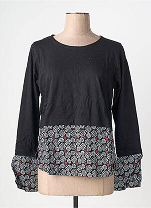 Top guler rotund mâneci lungi negru BAMBOO'S femeie