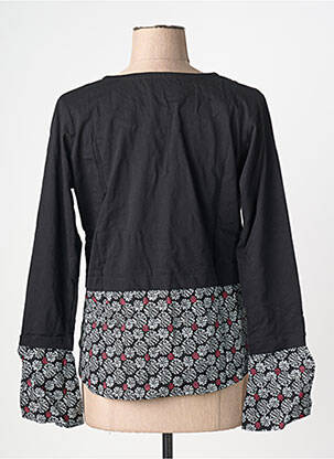 Top guler rotund mâneci lungi negru BAMBOO'S femeie