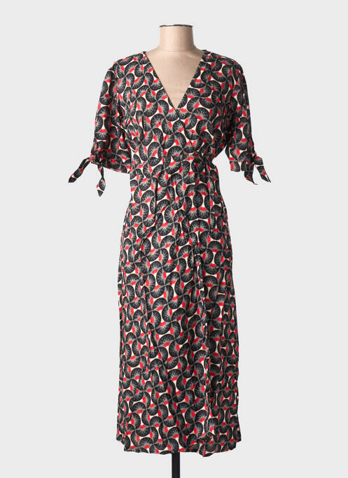 Rochie lungă imprimeu fantezie mâneci scurte negru SINOE BY BAMBOO'S femme